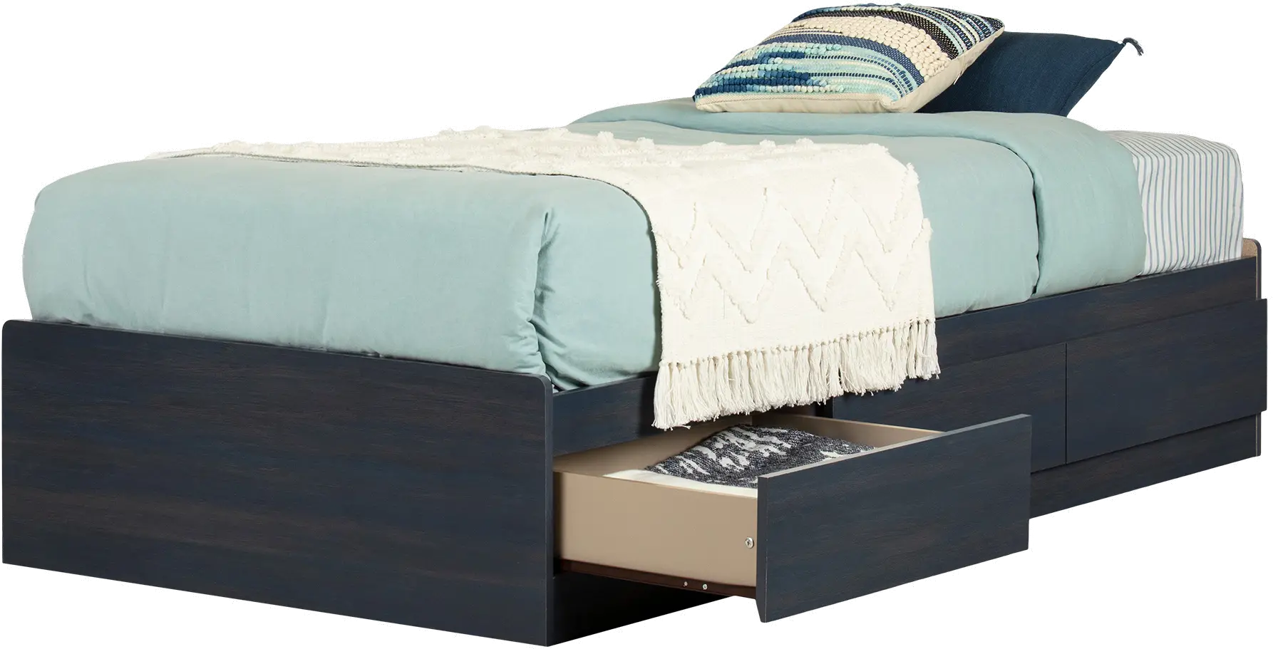 12710 Navali Blue Twin Storage Platform Bed - South Shore-1