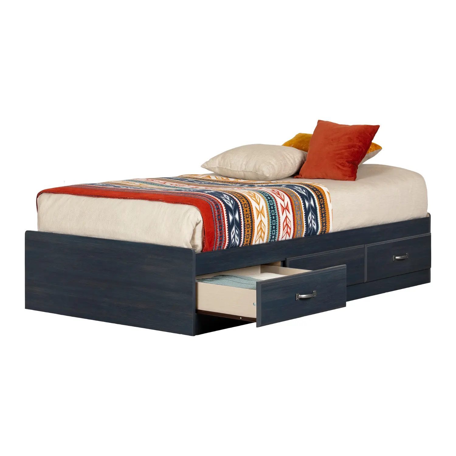 12726 Asten Contemporary Blue Twin Storage Platform Bed - South Shore-1