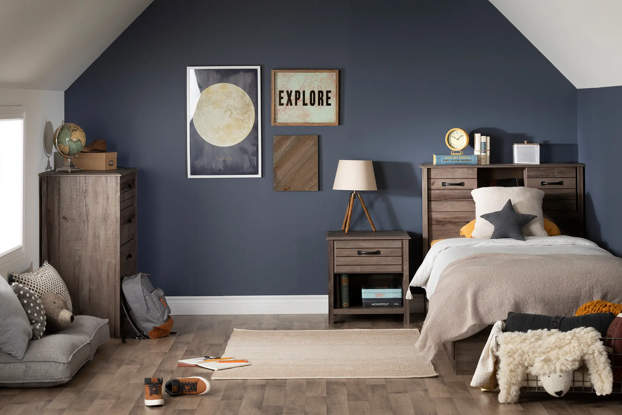 12733 Asten Contemporary Fall Oak Twin Storage Platform Bed - South Shore-3