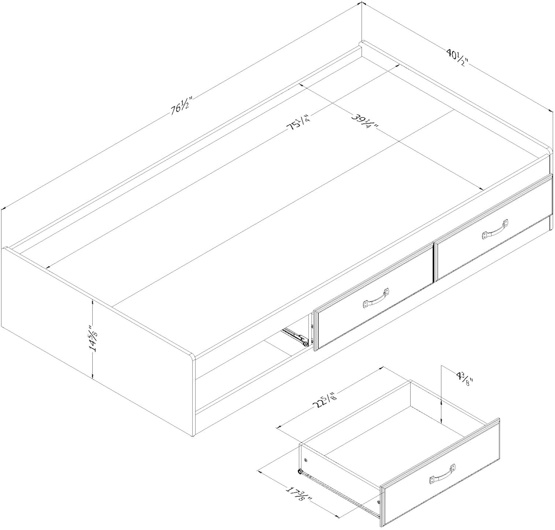 12733 Asten Contemporary Fall Oak Twin Storage Platform Bed - South Shore-7