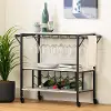 12805 Maliza White Faux Marble and Black Bar Cart - South Shore
