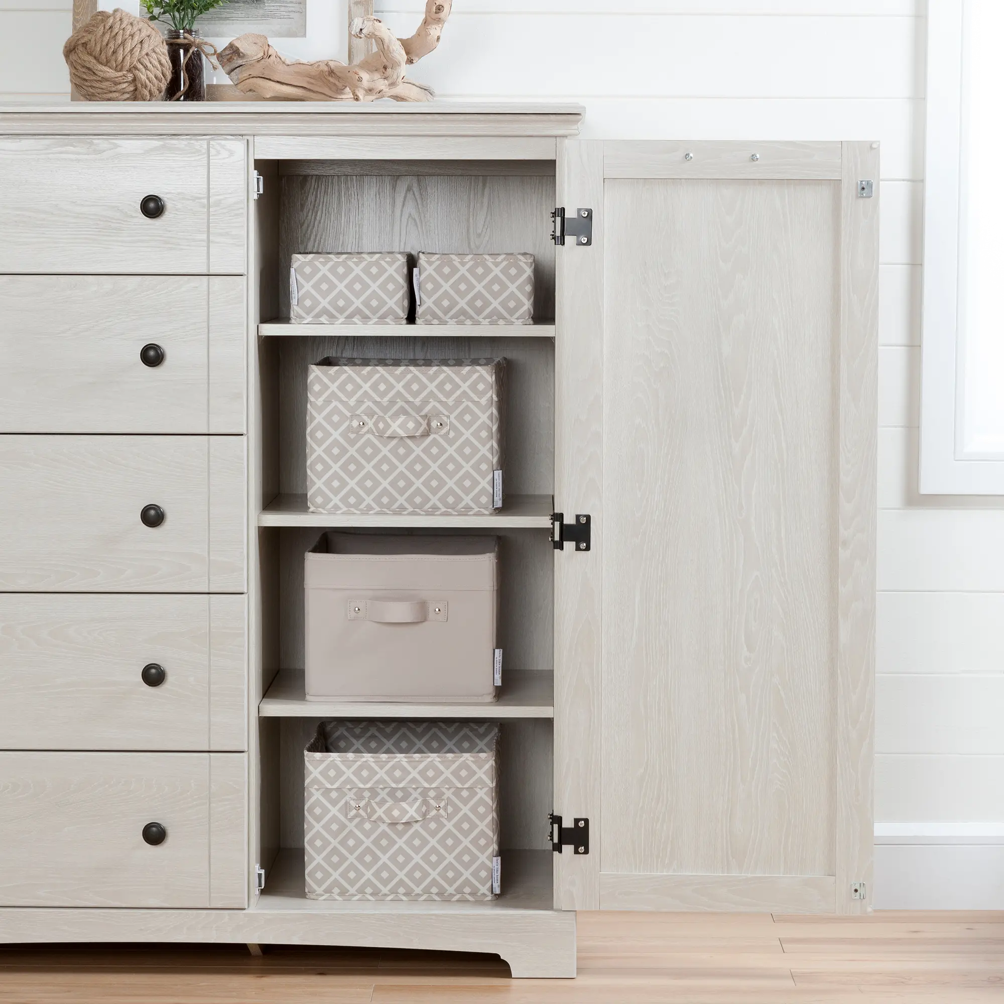 12756 Lilak Winter Oak White Door Chest with Drawers - South Shore-3