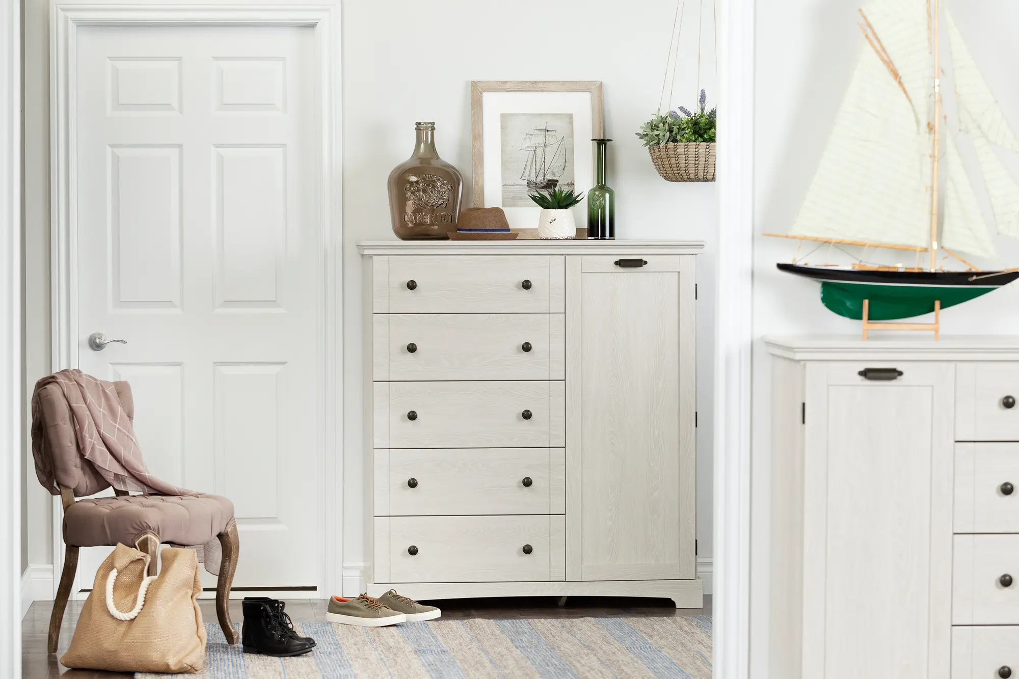 12756 Lilak Winter Oak White Door Chest with Drawers - South Shore-4