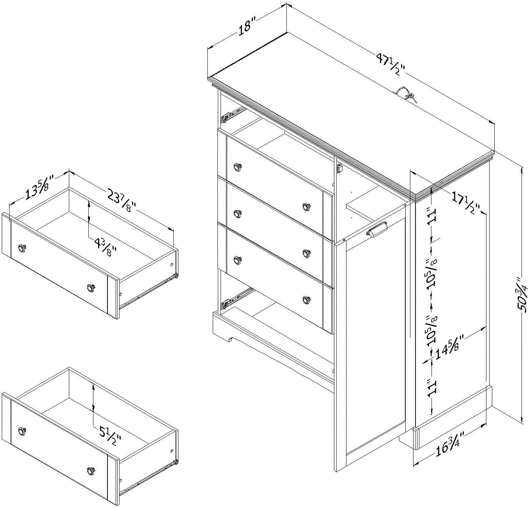 12756 Lilak Winter Oak White Door Chest with Drawers - South Shore-8