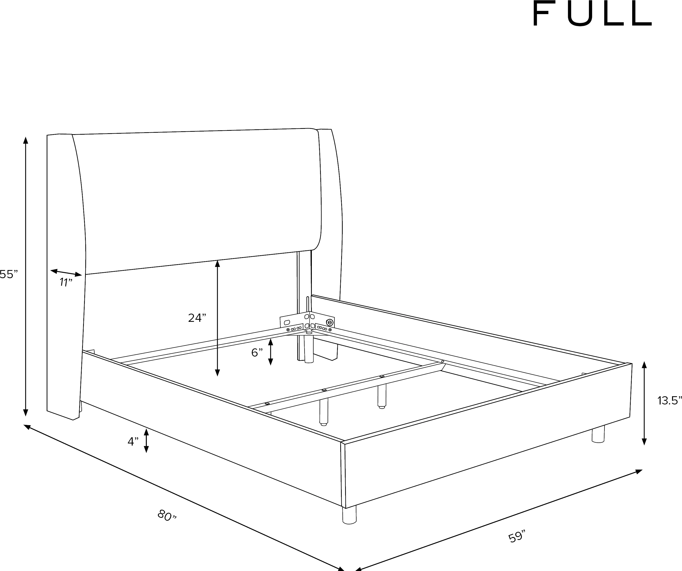 K-431BEDVLVSTLGR Sloane Velvet Dark Gray Curved Wingback Full Bed - Skyline Furniture-6