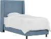 K-430BEDVLVOCN Sloane Velvet Blue Curved Wingback Twin Bed - Skyline Furniture