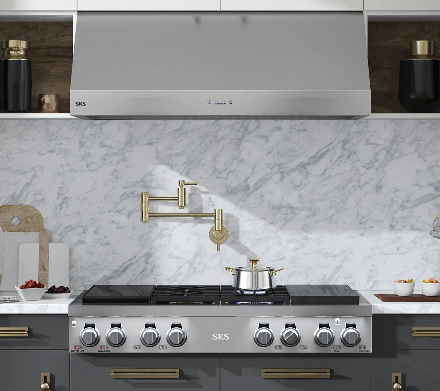 SKSPH4802S Signature Kitchen Suites 48 Inch Pro Wall Smart Hood - Stainless Steel-2