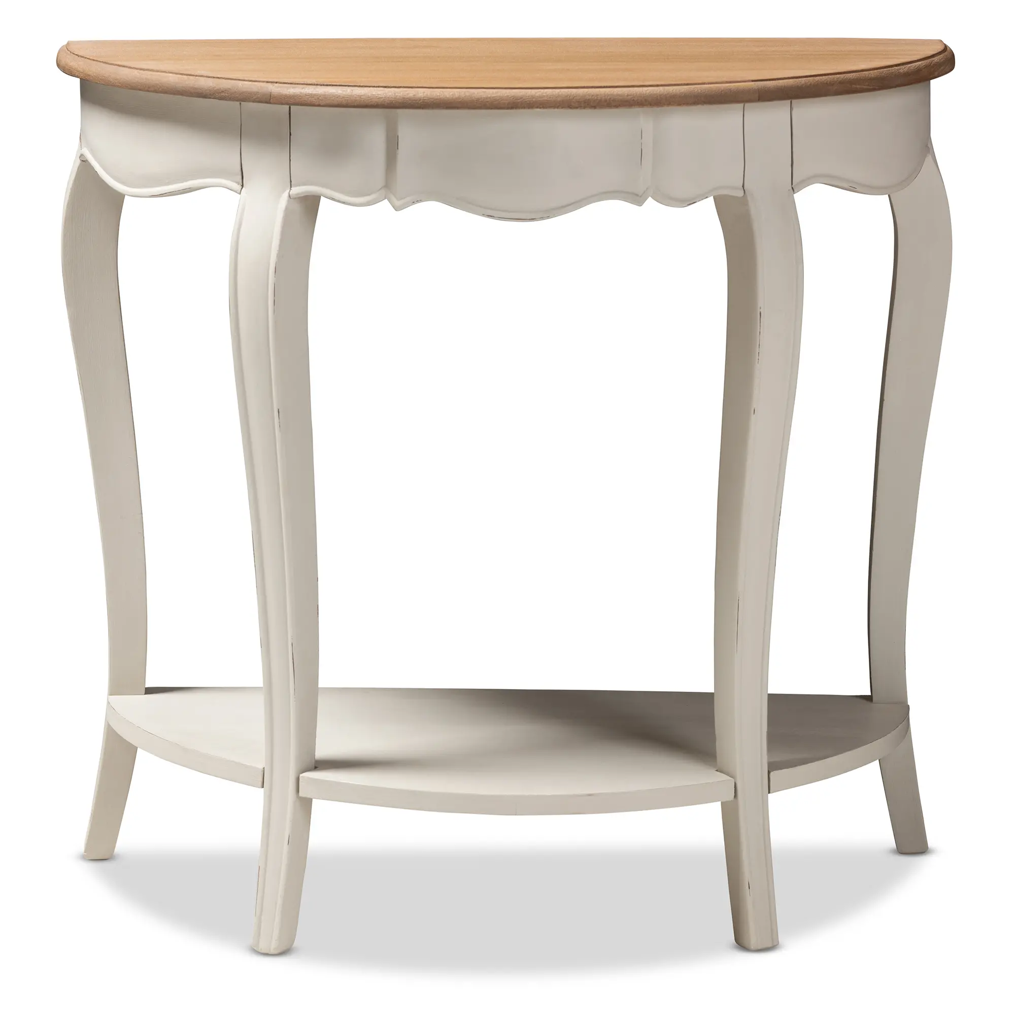 148-8187-RCW Country Cottage Farmhouse White and Natural Brown Sofa Table --3