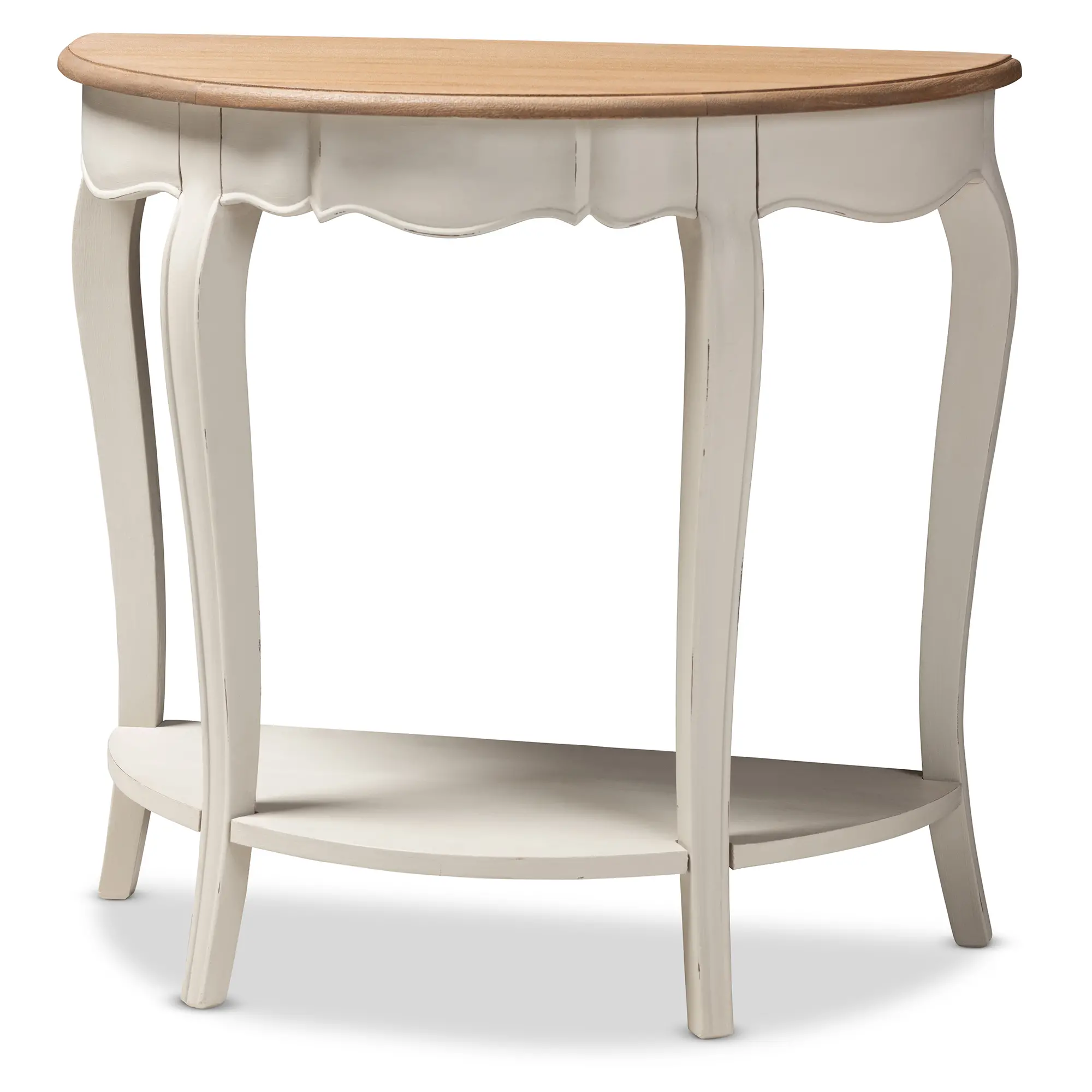 148-8187-RCW Country Cottage Farmhouse White and Natural Brown Sofa Table --4