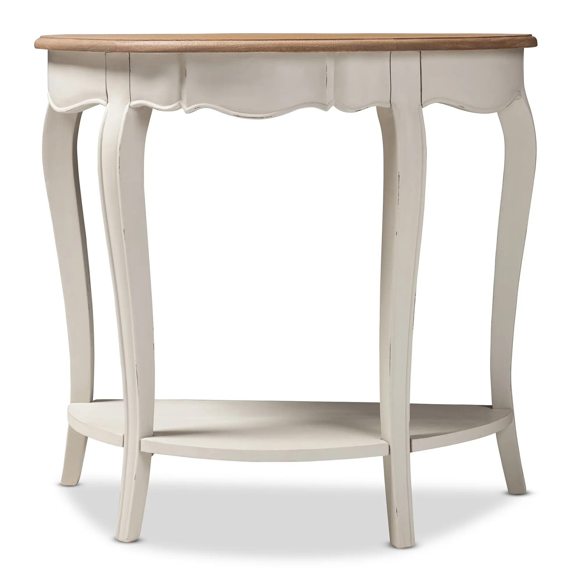 148-8187-RCW Country Cottage Farmhouse White and Natural Brown Sofa Table --7