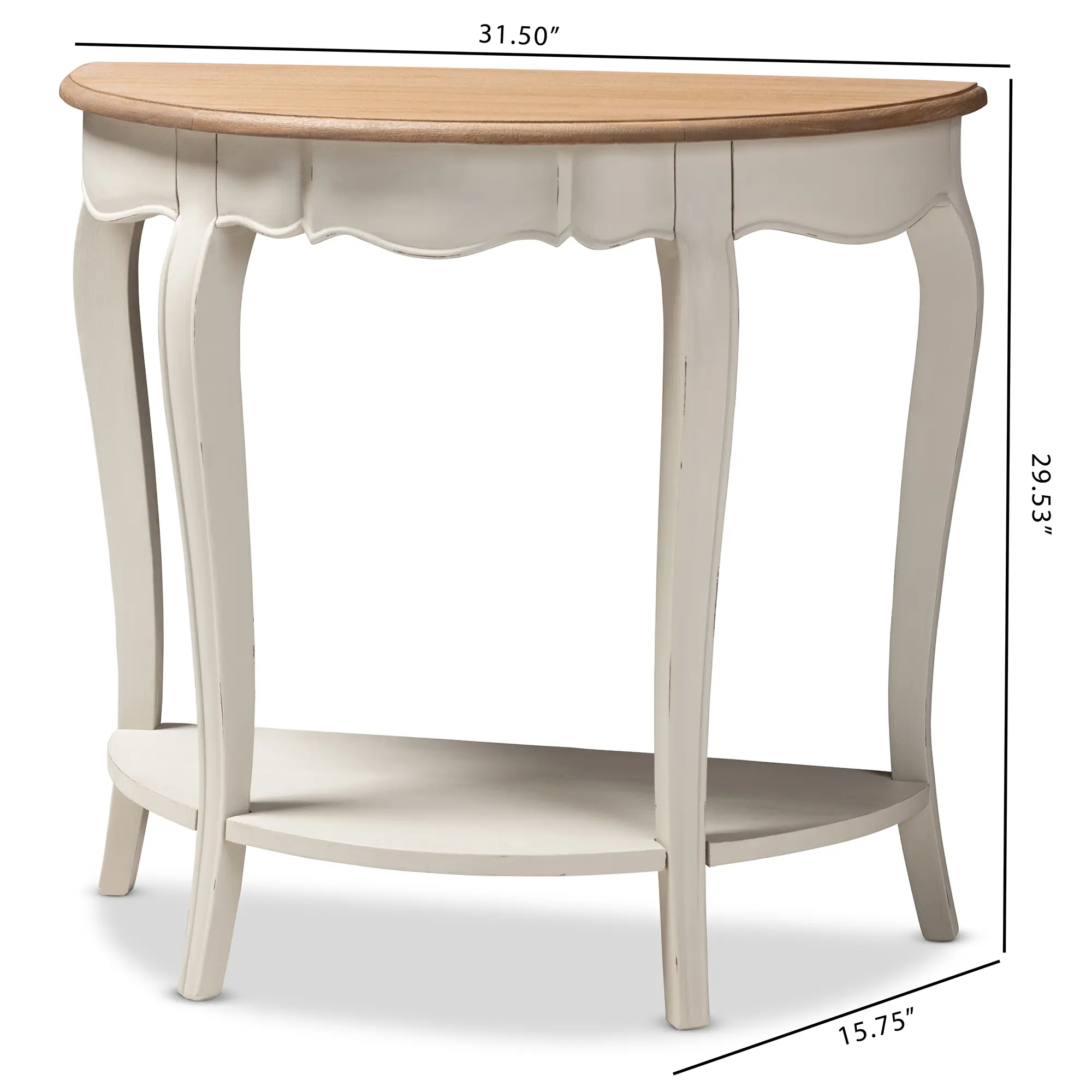 148-8187-RCW Country Cottage Farmhouse White and Natural Brown Sofa Table --8