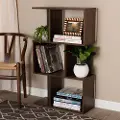 148-8257-RCW Modern Brown and Dark Gray Display Bookcase - Sheryl