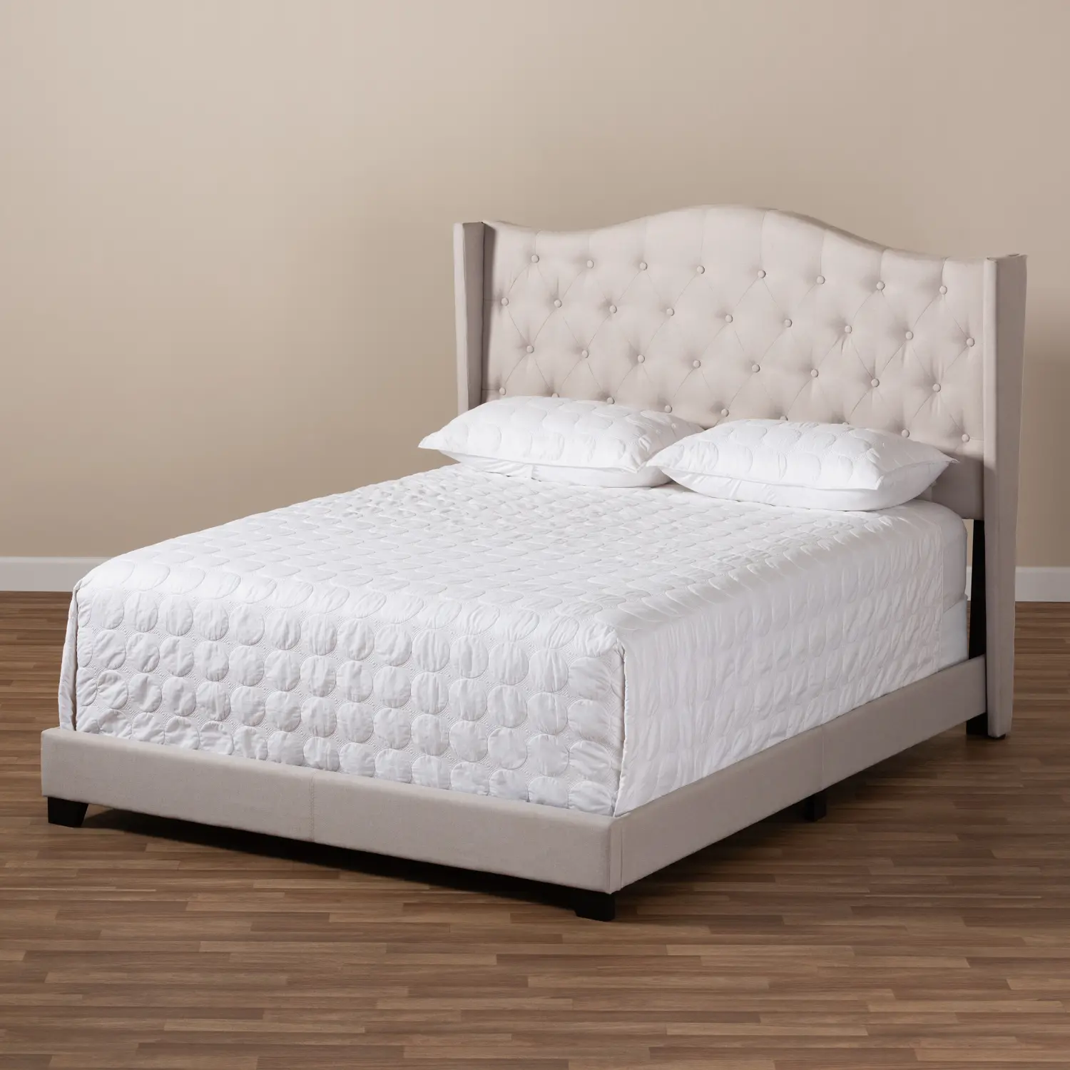 149-8936-RCW Contemporary Beige Upholstered Queen Bed - Natasha-1