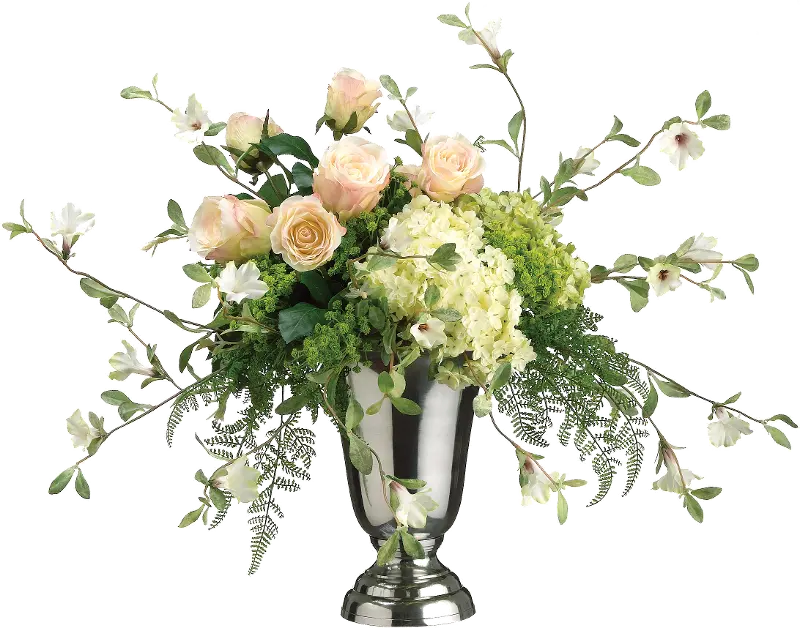 Pink and Green Hydrangea, Rose and Petunia Arrangement in Vase