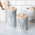 Medium Metal Canister With Wood Top