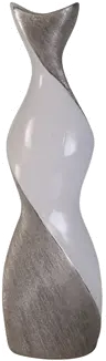 24 Inch White and Silver Twist Ceramic Vase-1