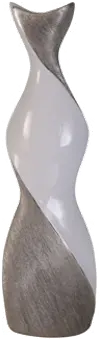 24 Inch White and Silver Twist Ceramic Vase