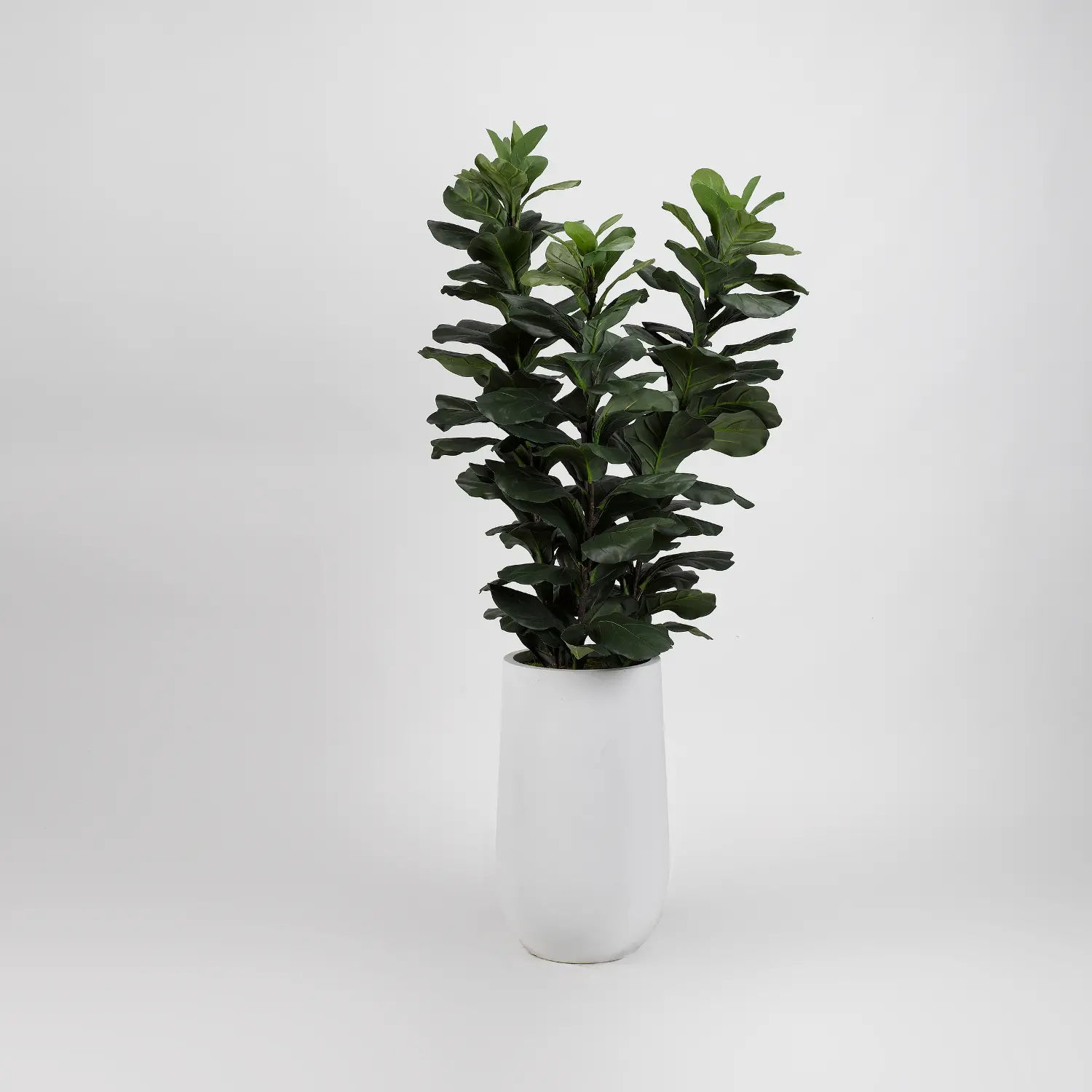 Faux Green Fiddle Leaf Fig Tree Arrangement in White Planter-1