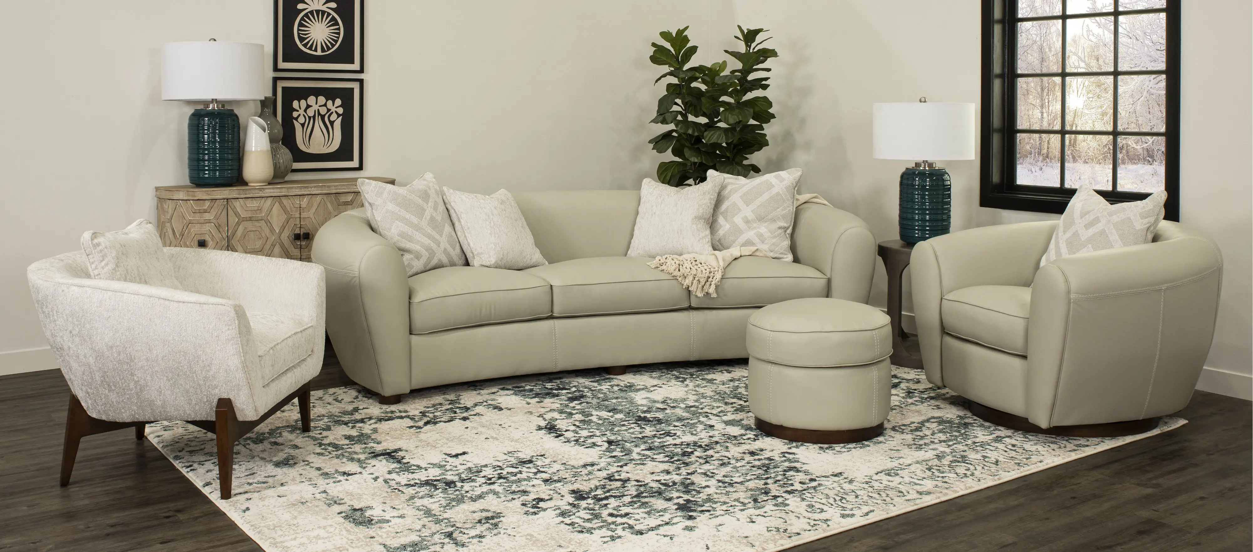 Faux Green Fiddle Leaf Fig Tree Arrangement in White Planter-3