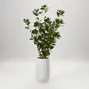 Green Faux Ficus Tree Arrangement in White Planter