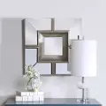 Antique Silver Geometric Beveled Wall Mirror
