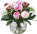 Faux Pink Peony Bouquet Arrangement with Vase