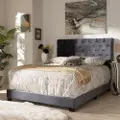 149-8952-RCW Glam Dark Gray Velvet Upholstered King Bed - Katelin