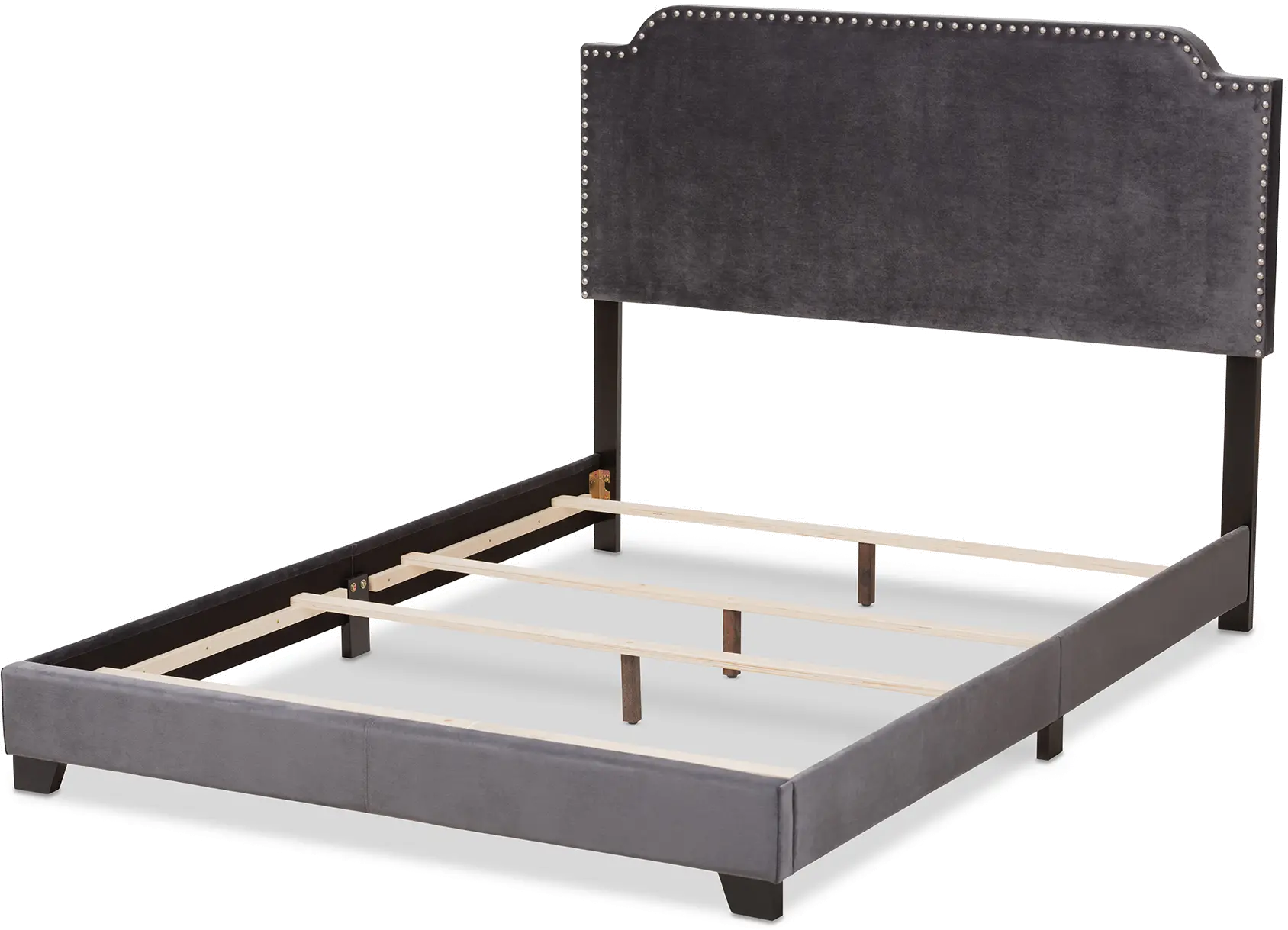 149-8957-RCW Glam Dark Gray Velvet Upholstered Queen Bed - Eleanora-5