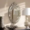 150-8878-RCW Traditional Silver Venetian Round Accent Wall Mirror - Roselyn