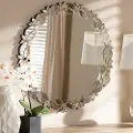 150-8876-RCW Contemporary Silver Petal Leaf Accent Wall Mirror - Ginny