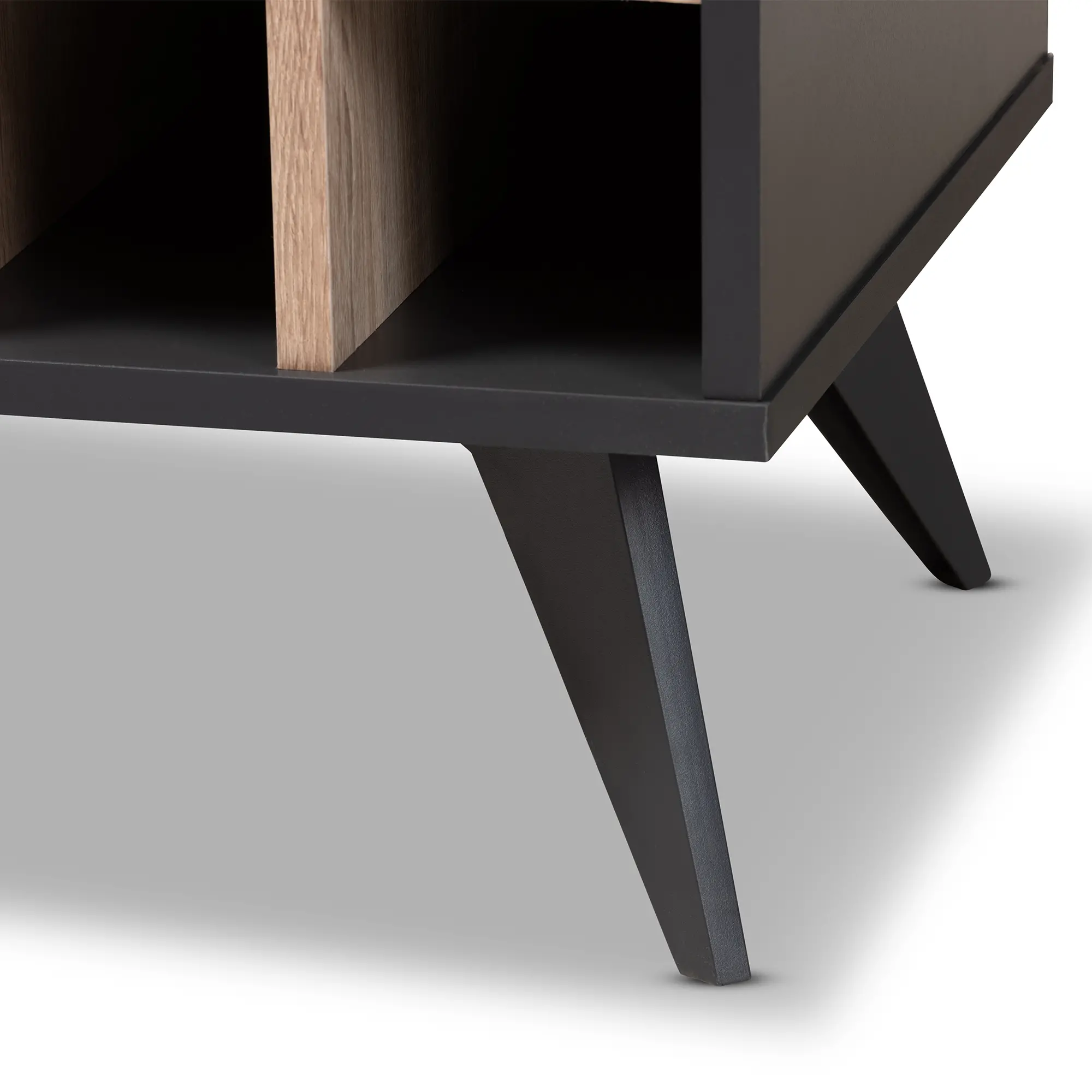 150-9004-RCW Laurie Mid Century Dark Gray and Oak Wine Cabinet-8