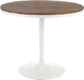 DT-DKTA WBN Industrial White Metal and Wood Round Dining Room Table - Dakota