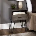 AF18CRFSTSG Gray Hairpin Leg Nightstand - Walker Edison