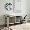 B48MXEBWO Metal X White Oak 48 Inch Farmhouse Entry Bench