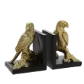9 Inch Gold and Black Parrot Bookend Pair