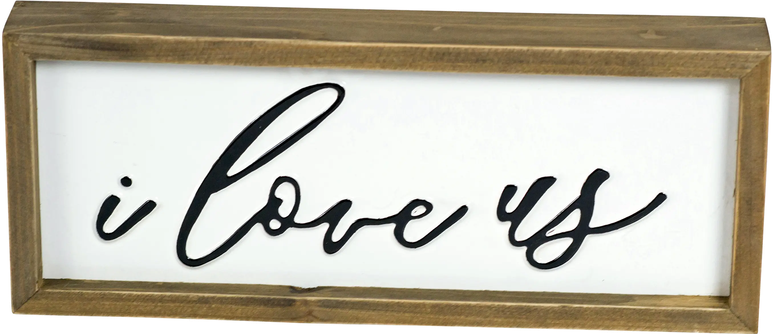 Light Brown, White and Black I Love Us Wood Frame Sign-1