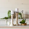 11 White Wood Candle Holder