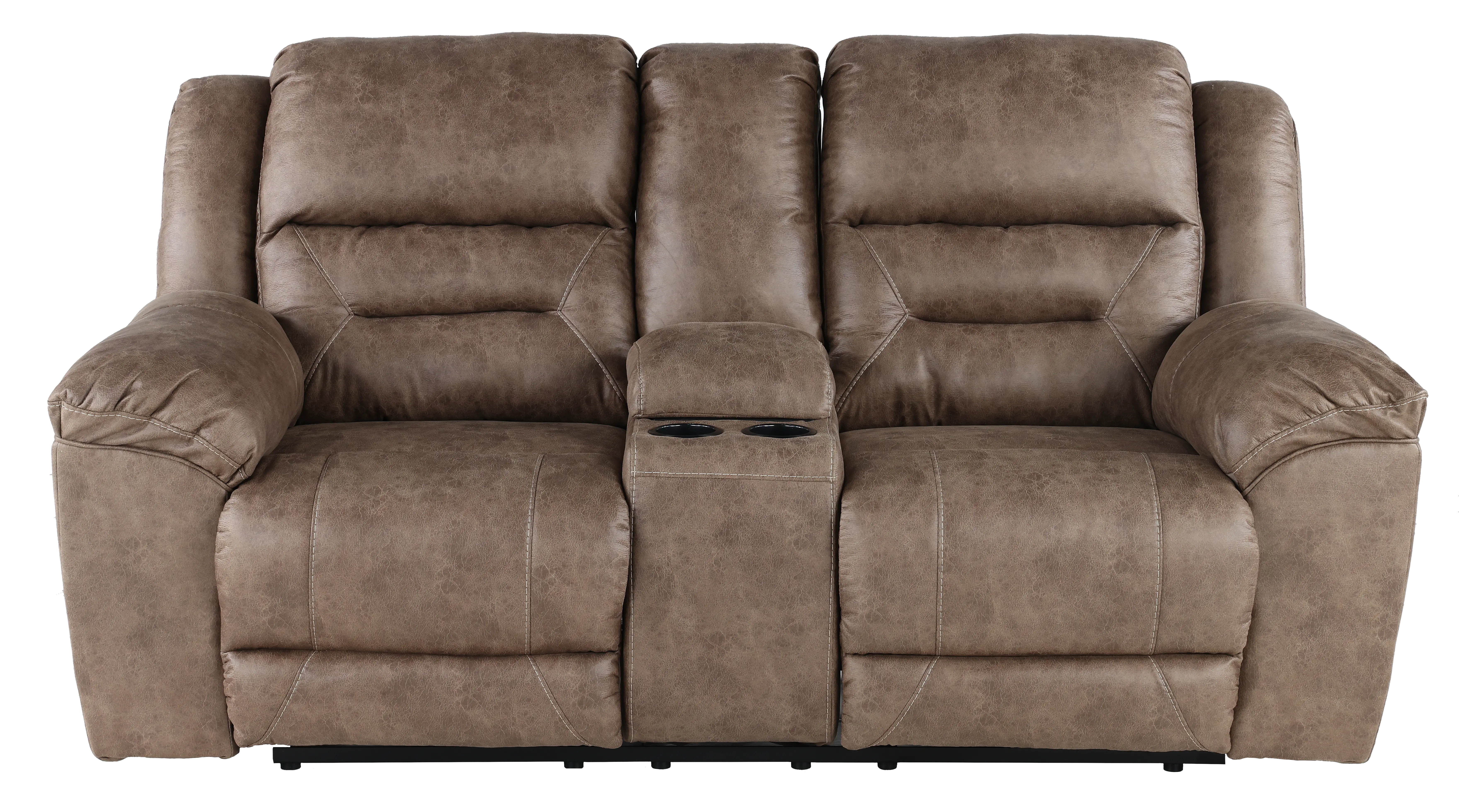 Stoneland Fossil Brown Reclining Loveseat with Console-1