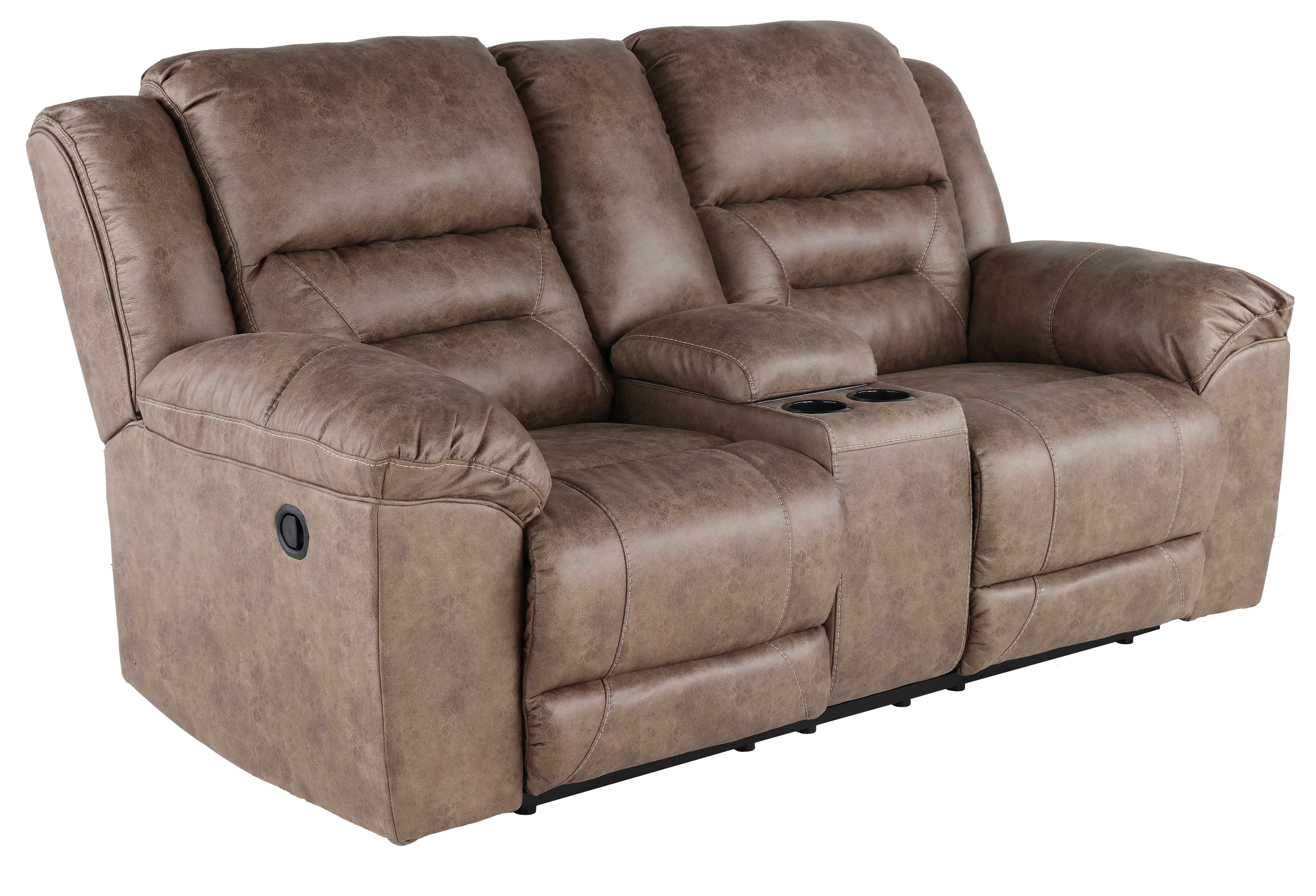 Stoneland Fossil Brown Reclining Loveseat with Console-4