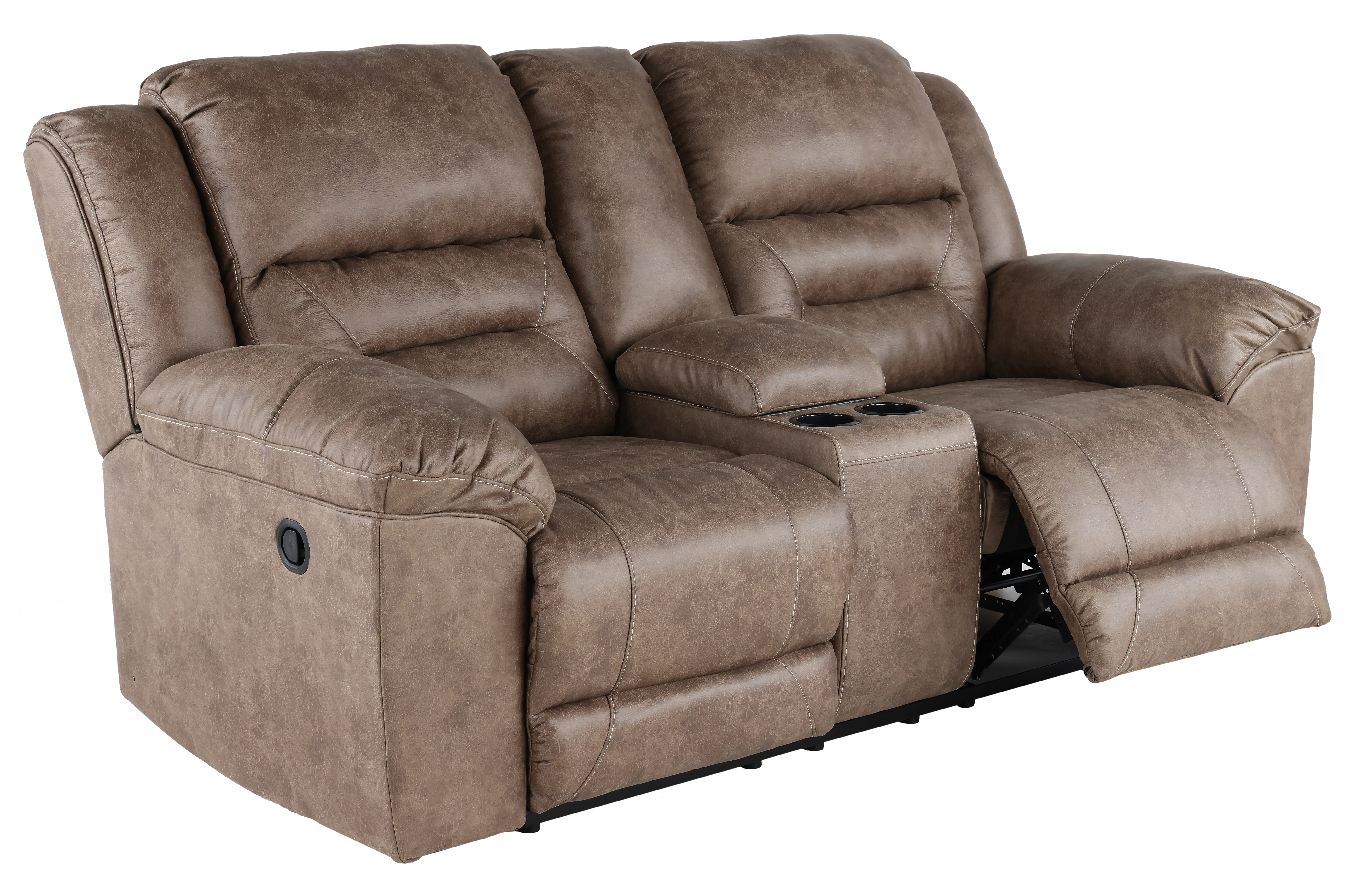 Stoneland Fossil Brown Reclining Loveseat with Console-5