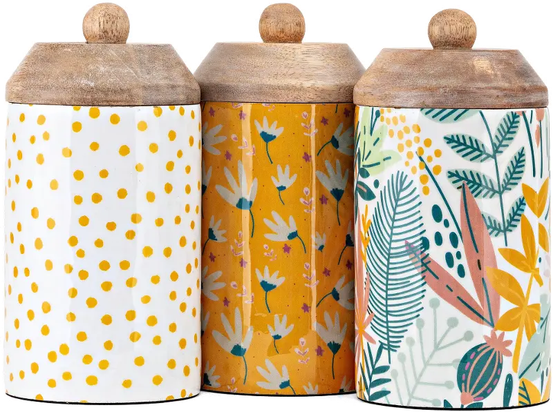 Assorted Multi Color Enamel Decorative Lidded Container