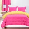 Hot Magenta Pink and Lemon Yellow Full 5 Piece Bedding Collection