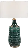 Deep Teal Glazed Table Lamp with Brushed Nickel Accents