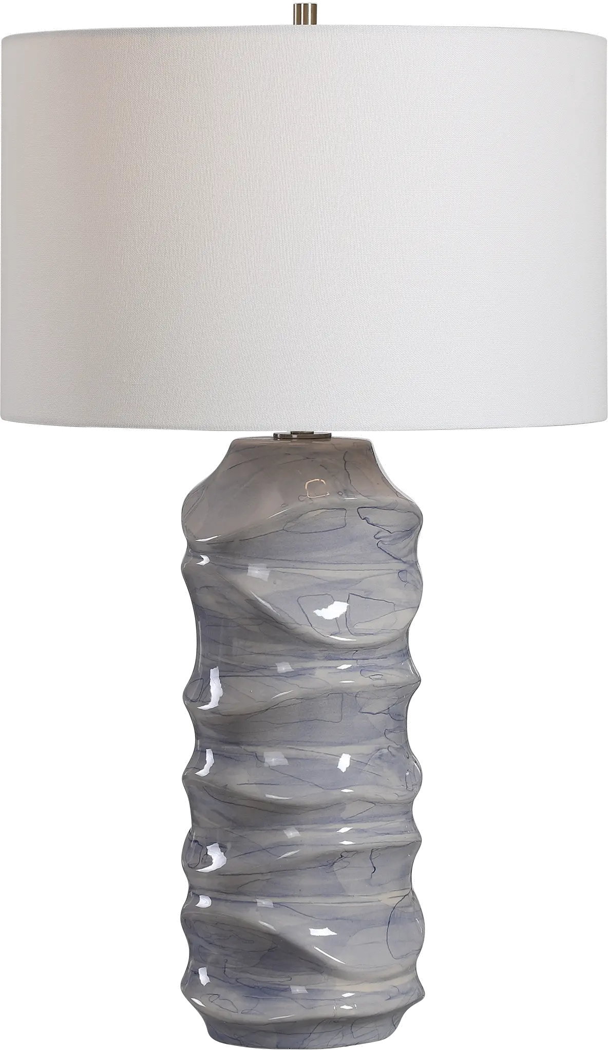 Blue and White Ceramic Sculpted Table Lamp - Waves-1