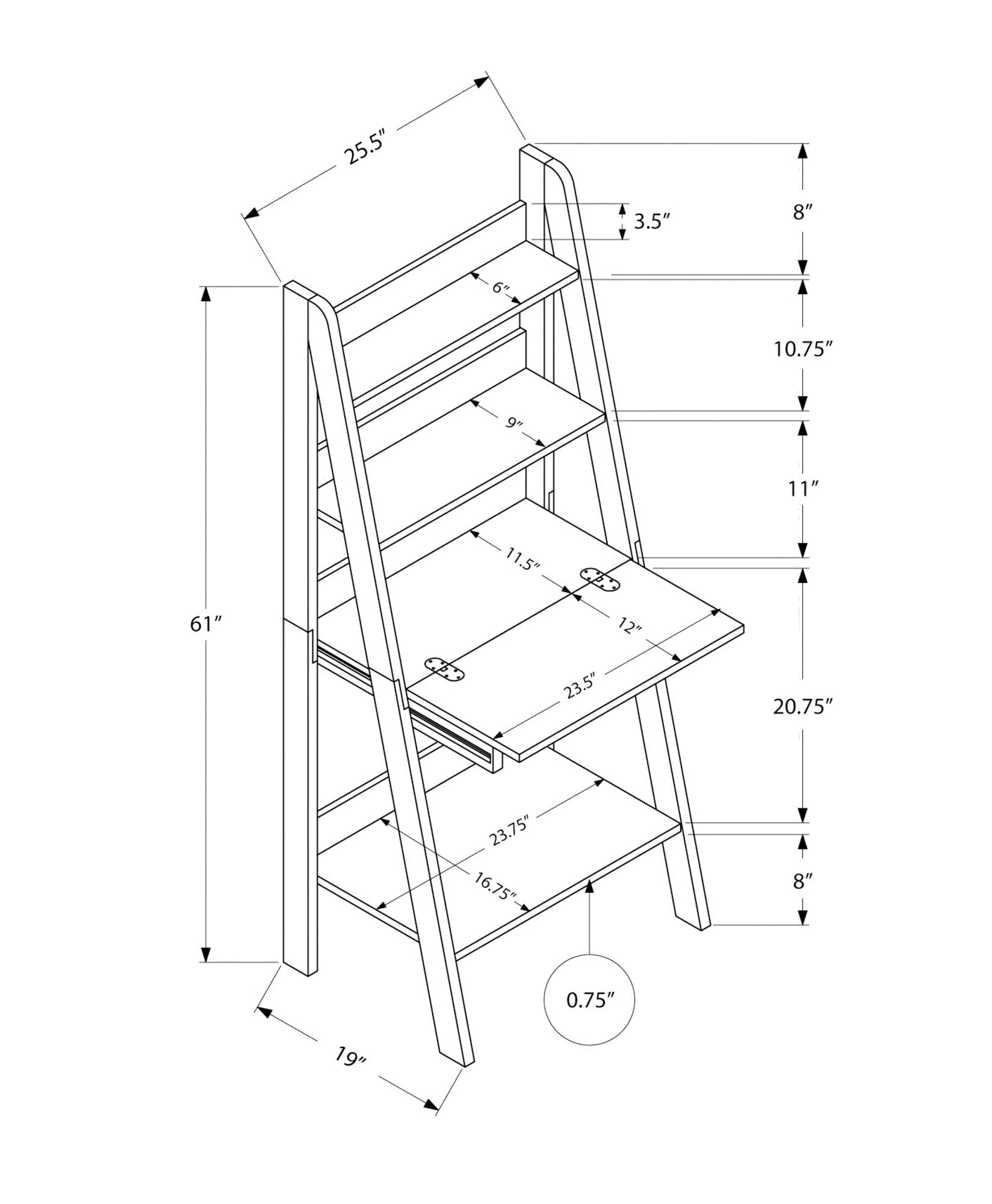 White Ladder Computer Desk-4