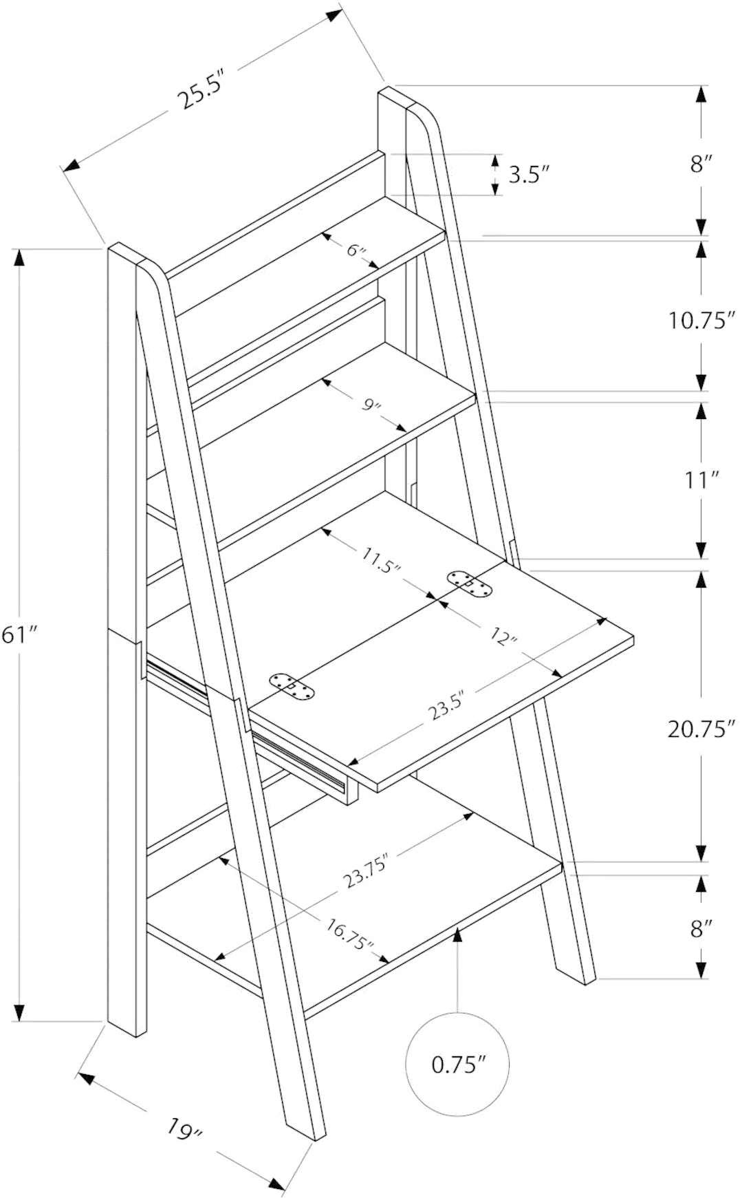 White Ladder Computer Desk-5