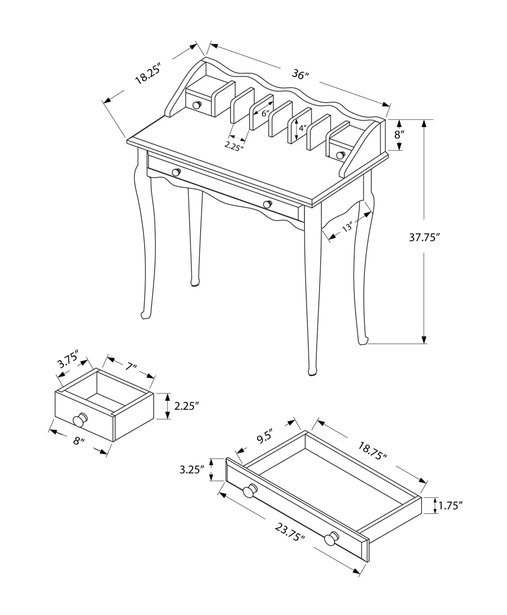 Antique White Computer Desk-3