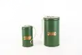 90991632B48 Magnolia Home Furniture 4 Inch Green and Brass Metal Canister