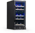 NWC029BS00 NewAir 29 Bottle Dual Zone Wine Fridge - Black Stainless Steel