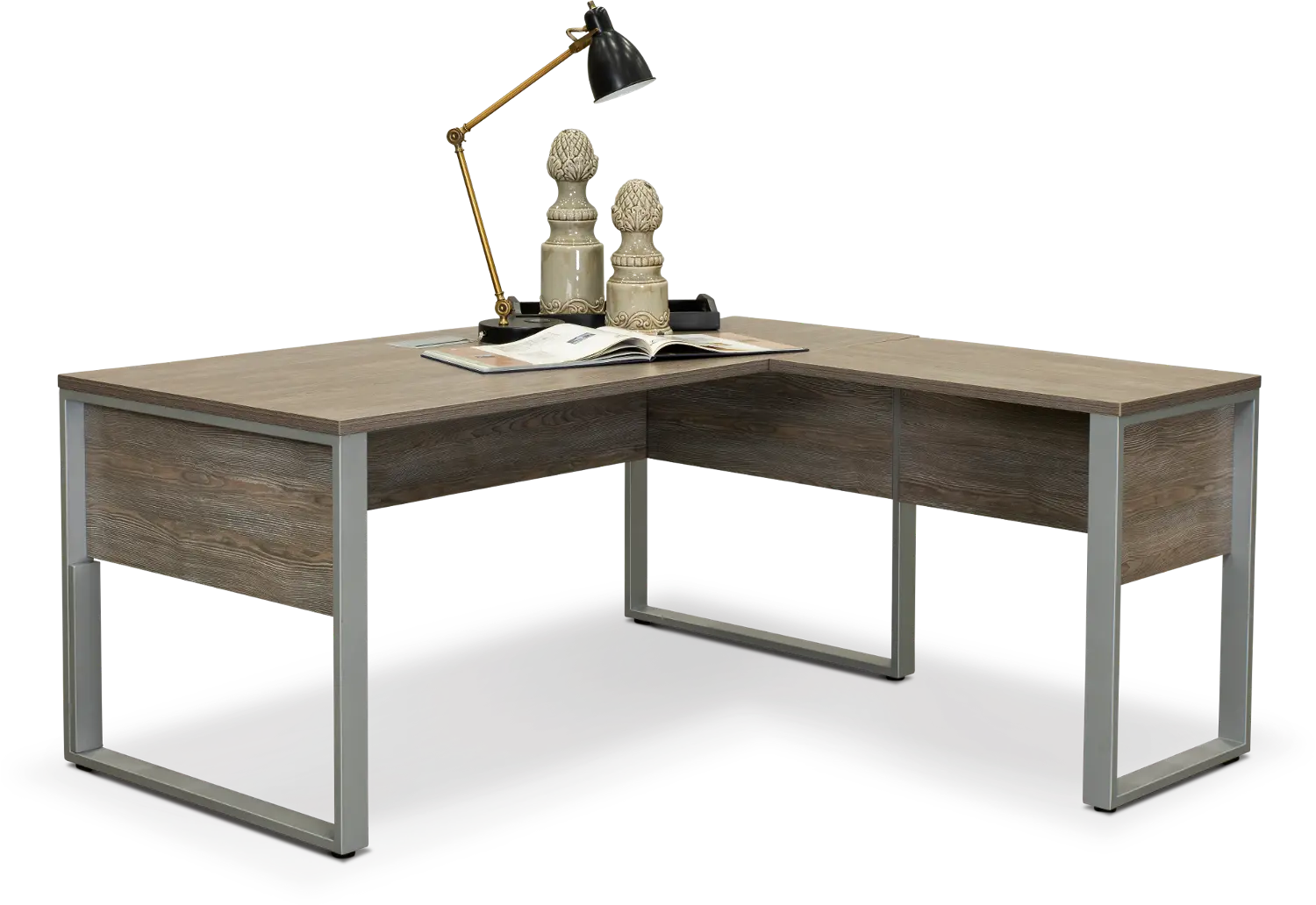 Kalmar Gray Home Office Desk and Return-1